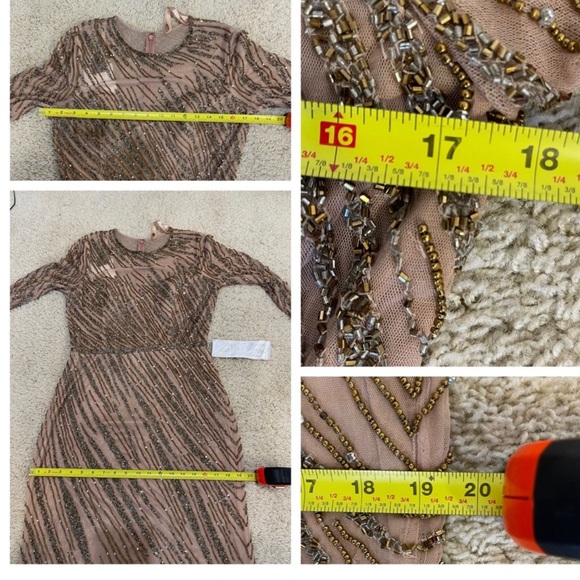 NWT MacDuggal LONG SLEEVE BEADED COLUMN GOWN-
Mocha size‎ 10 - Picture 5 of 7